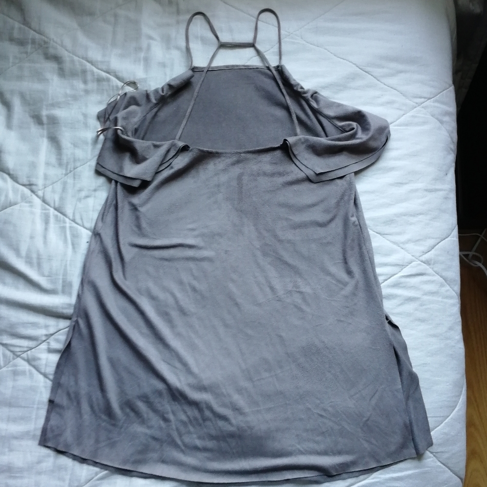 ZARA Olive faux suede thin strap frill tank top S - Picture 3 of 11
